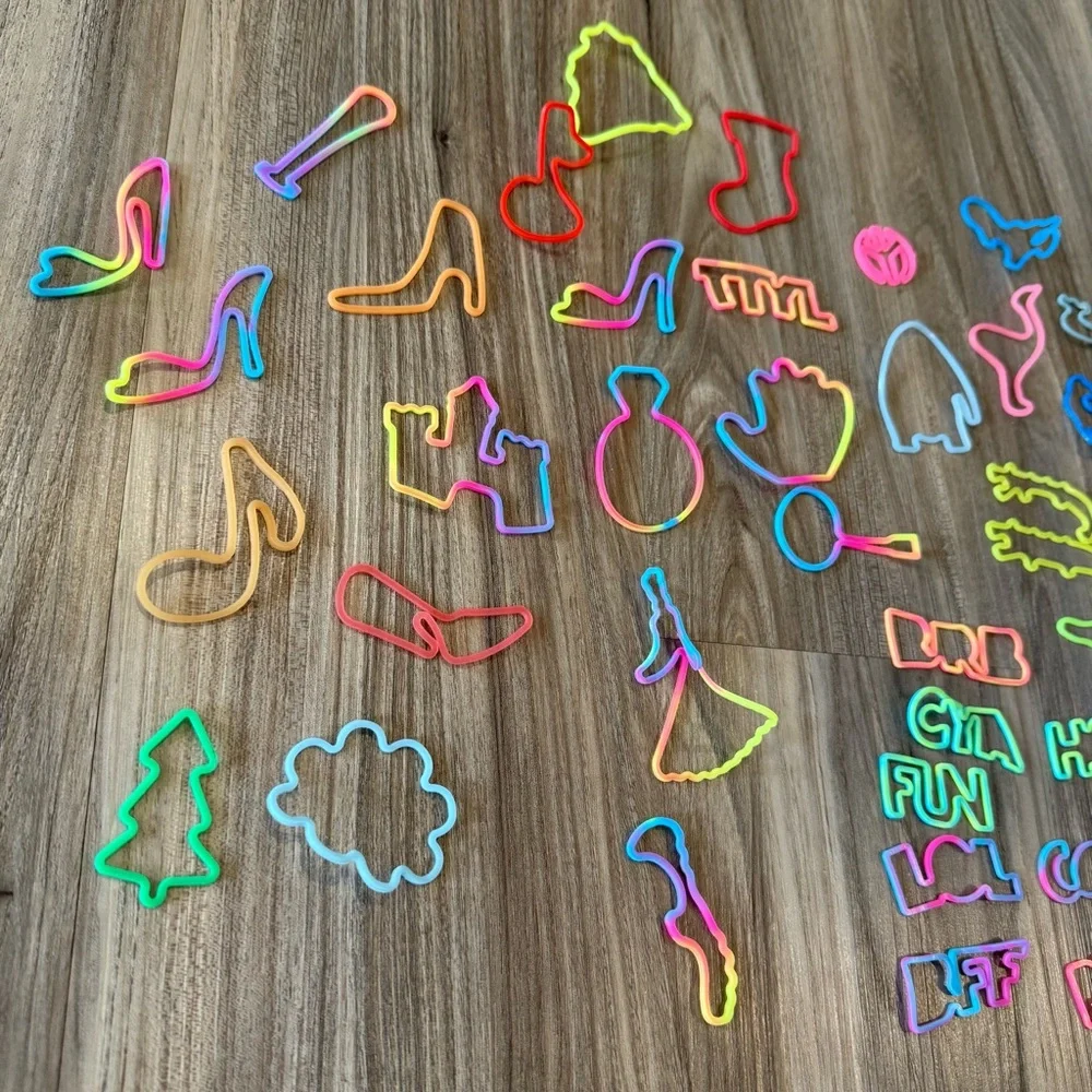 Silly Bandz Assorted Neon Silicone Shape Bands for Kids - Multicolor